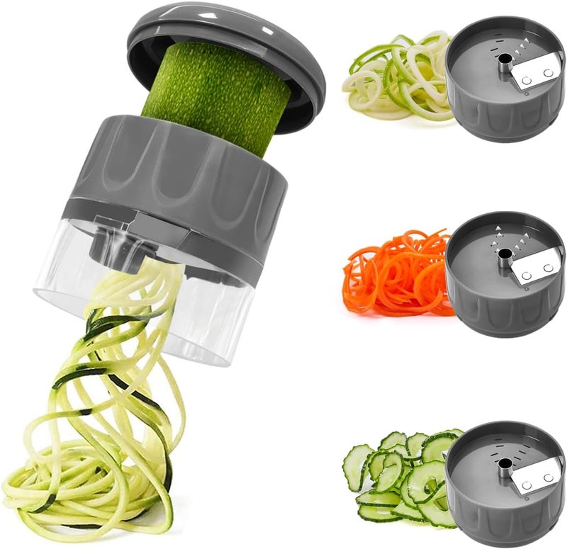 SHAREWIN 3 in 1 Vegetable Spiralizer Slicer, Adjustable Zucchini Carrot Noodle Maker, Cucumber Spiral Cutter, Easy to Use Kitchen Tool（Dark Grey） - Image 1