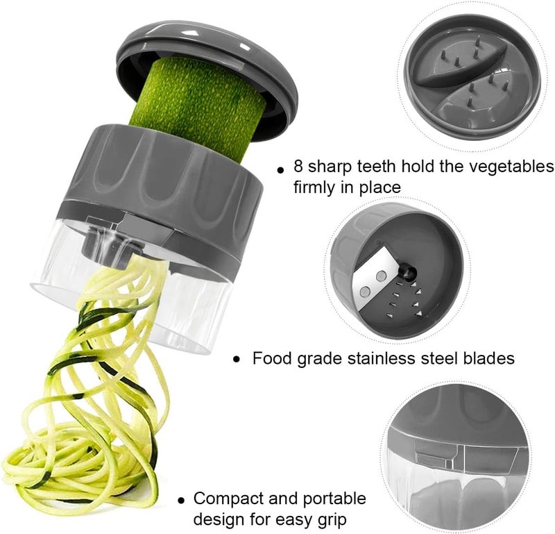 SHAREWIN 3 in 1 Vegetable Spiralizer Slicer, Adjustable Zucchini Carrot Noodle Maker, Cucumber Spiral Cutter, Easy to Use Kitchen Tool（Dark Grey） - Image 4