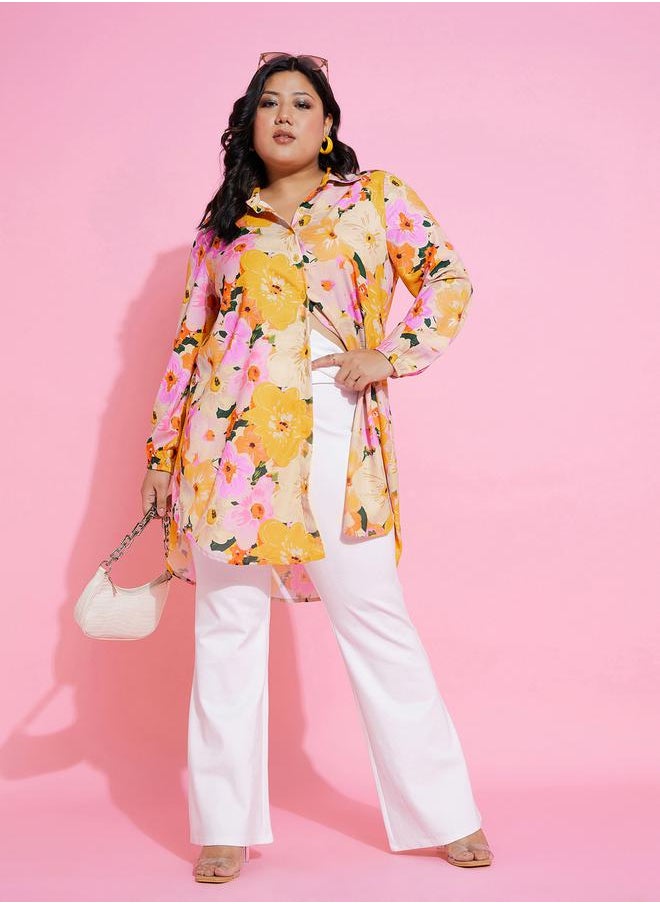 SASSAFRAS - All Over Floral Print Longline Shirt by Styli - Image 1