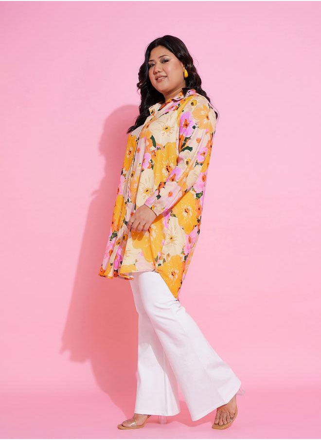 SASSAFRAS - All Over Floral Print Longline Shirt by Styli - Image 1