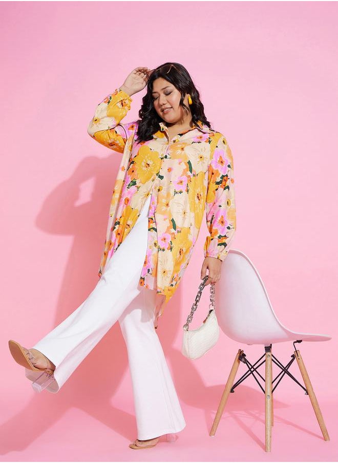 SASSAFRAS - All Over Floral Print Longline Shirt by Styli - Image 1