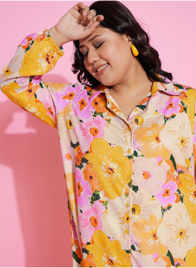 SASSAFRAS - All Over Floral Print Longline Shirt by Styli - Image 1