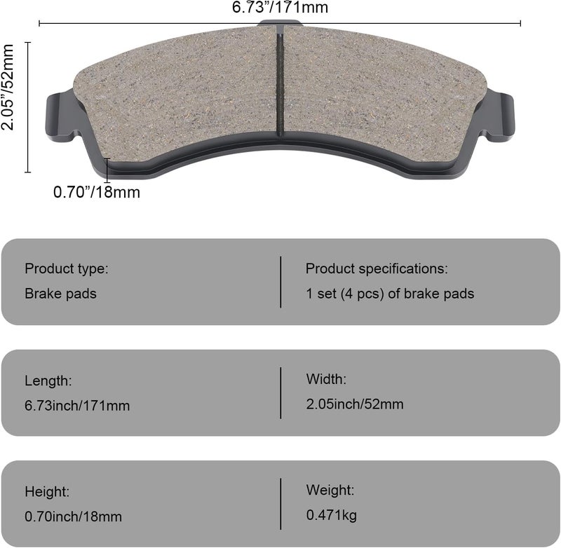 HYFTJYZ Front Brake Pads Compatible with 2002-2005 Chevy Trailblazer GMC Envoy Ceramic Brake Pads with Hardware Replacement (HZ882) - Image 4