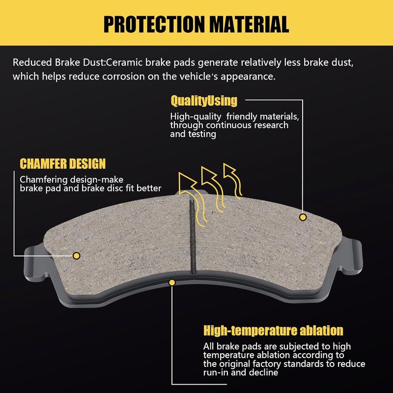 HYFTJYZ Front Brake Pads Compatible with 2002-2005 Chevy Trailblazer GMC Envoy Ceramic Brake Pads with Hardware Replacement (HZ882) - Image 2