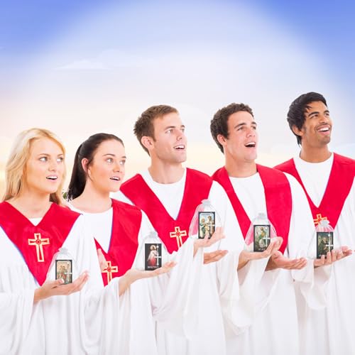 Sayglossy 102030 Set Catholic Religious Gifts Set Rosary Christian Cross Necklace with Saint Prayer Cards Organza Bags Bulk First Communion Baptism Confirmation Lent FavorsBeadWhite10 - Image 3