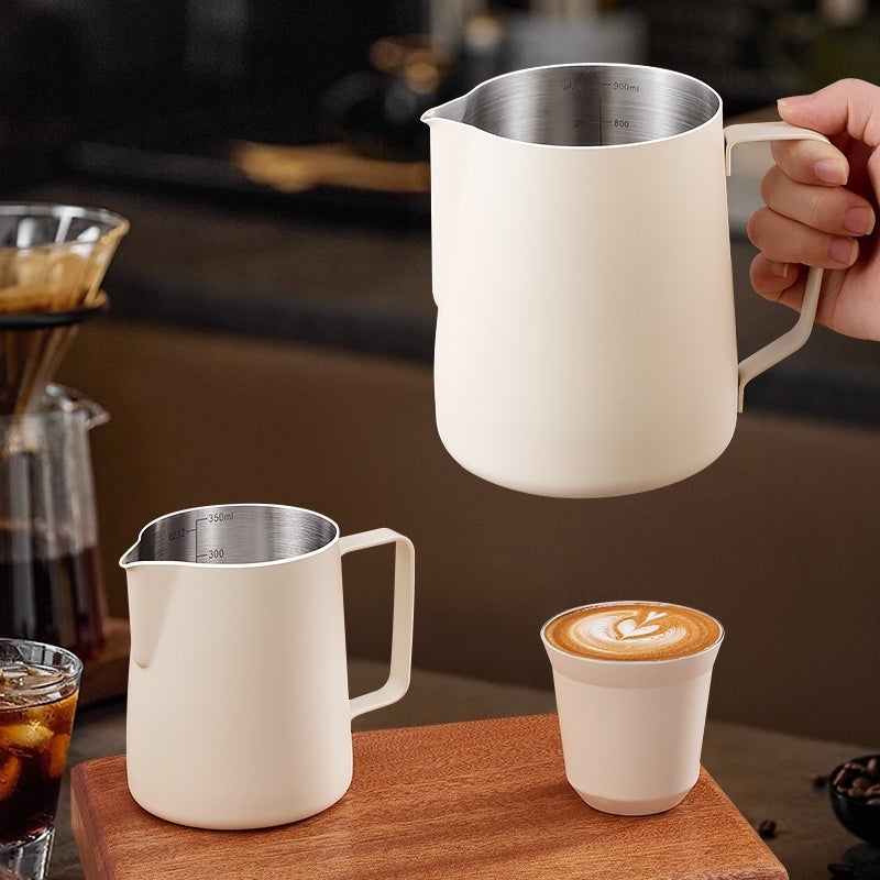 900ml Stainless Steel Latte Art Milk Pitcher, Pointed Spout for Frothing, Double V Spout, 304 Stainless Steel for Coffee Barista - Image 3