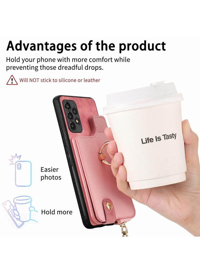 S-TOP Case For Samsung Galaxy A23 Cross Leather Ring Vertical Zipper Wallet Back Phone Case - Image 5