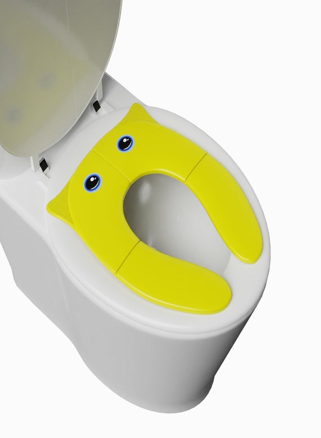 TECHHARK® Baby Potty Training Toilet Seat for Boys And Girls Kids, Non-Slip with Splash Guard, Fits Round & Oval Toilets, (TRAVEL YELLOW) - Image 1
