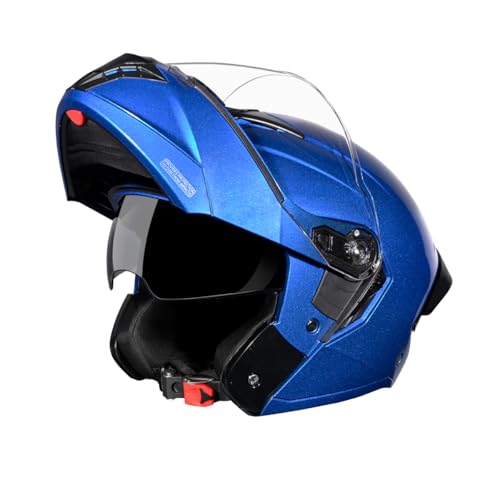 STUDDS Trooper ISI and DOT Certified Gloss Finish Flip-up Full Face Helmet for Men and Women with Inner Sun Visor (Flame Blue XL) - Image 1