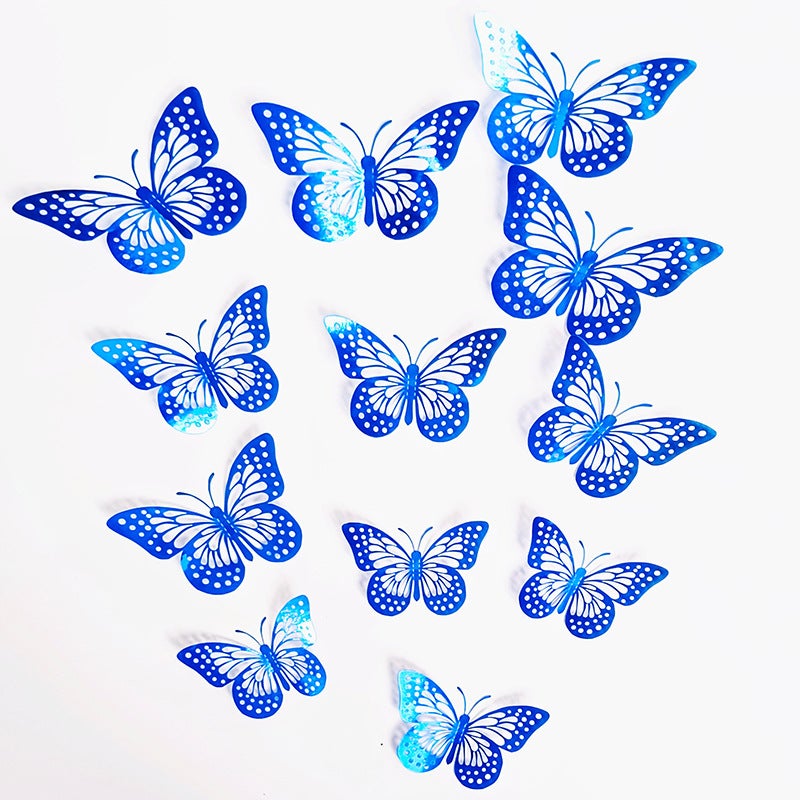 Hollow Butterfly 3D Cut Out Imitation Metal Butterfly Wall Decoration Home Living Room Stereo Butterfly Decorative Sticker - Image 1