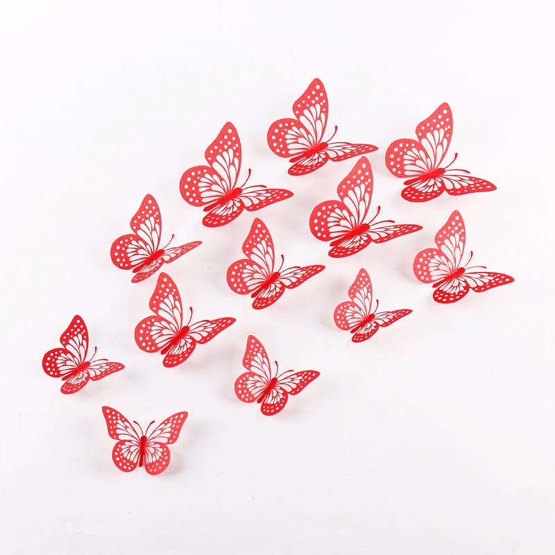 Hollow Butterfly 3D Cut Out Imitation Metal Butterfly Wall Decoration Home Living Room Stereo Butterfly Decorative Sticker - Image 3
