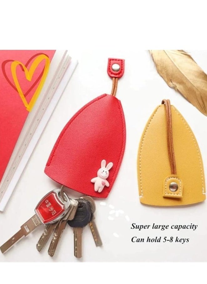 Plan A - Large Capacity Leather Key Case - Practical and Stylish Design, Fits 5-8 Keys, Durable Lanyard and Cute Decoration, Perfect for Commuting and Daily Organization - Image 1