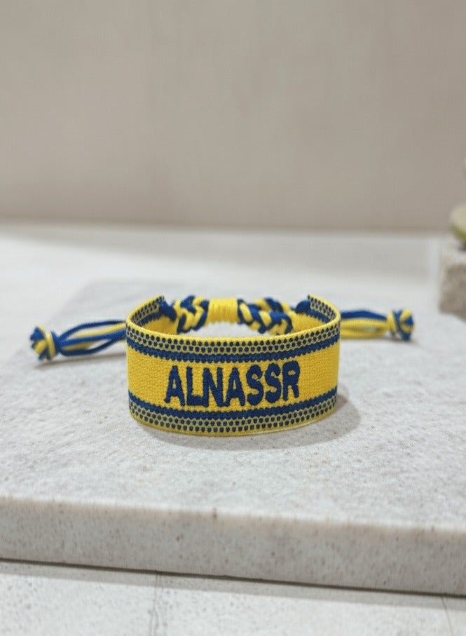 Al-Nassr Friendship Woven Bracelet: High Quality with Lasting Colors (Yellow & Blue) - Image 1