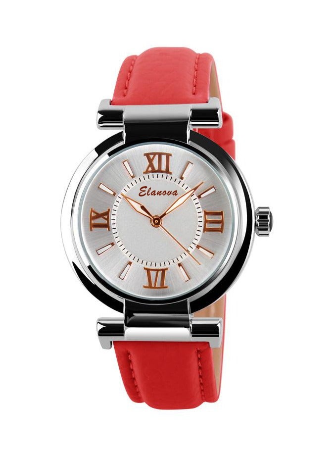 إيلانوفا ساعة يد بعقارب وسوار من الجلد طراز EL12 - Image 1