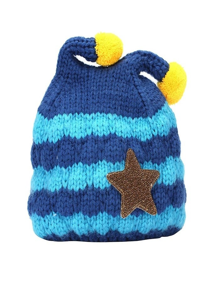 Malvina طقم قبعة وشال شتوي للأطفال من مالفينا، مناسب للأطفال من عمر سنة إلى 4 سنوات، قبعة ووشاح من الصوف المحبوك، قبعة دافئة جداً للأطفال بنقشة النحل (أزرق) - Image 4