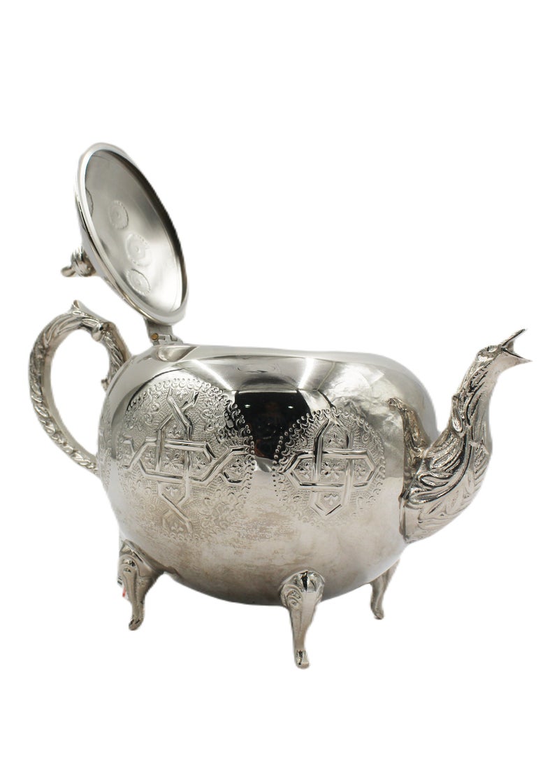 Antique Museum Moroccan Arabic Traditional Silver Plated Tea Pot 19 X 26 cm  - Image 3