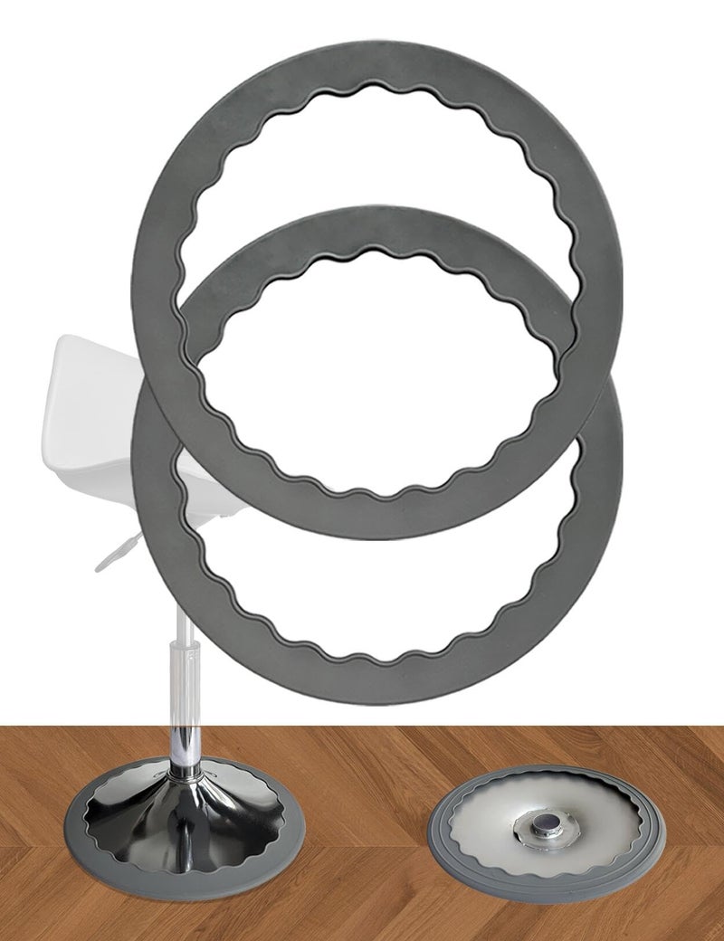 Runspich 2 PCS Bar Stool Leg Floor Protectors Ring Silicone Chair Leg Floor Protectors Covers Silent and ScratchProof Stretchable Fits 165185 Round Base Grey
