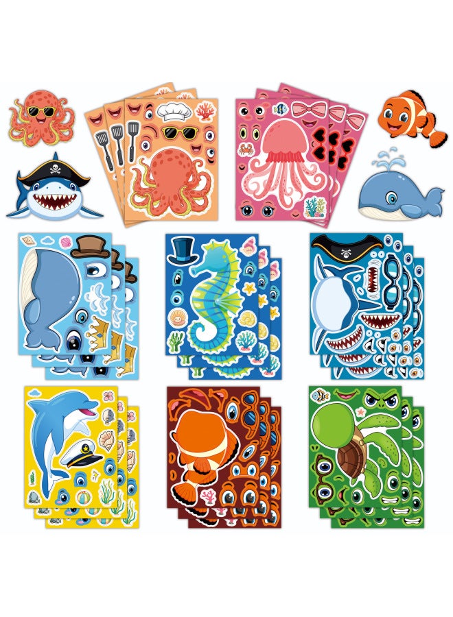8 Diy Marine Animal Puzzle Stickers Faec Stickers Notebook Diy Hand Account Decoration Waterproof Stickers