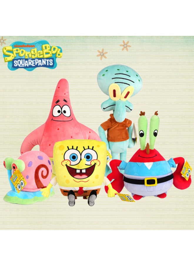 Genuine Spongebob Plush Doll Toy Paida Star Doll Crab Boss Squidward Squidward Doll Small Snail Pillow-Color:50CM SpongeBob SquarePants [large]]-Height:Genuine SpongeBob Series