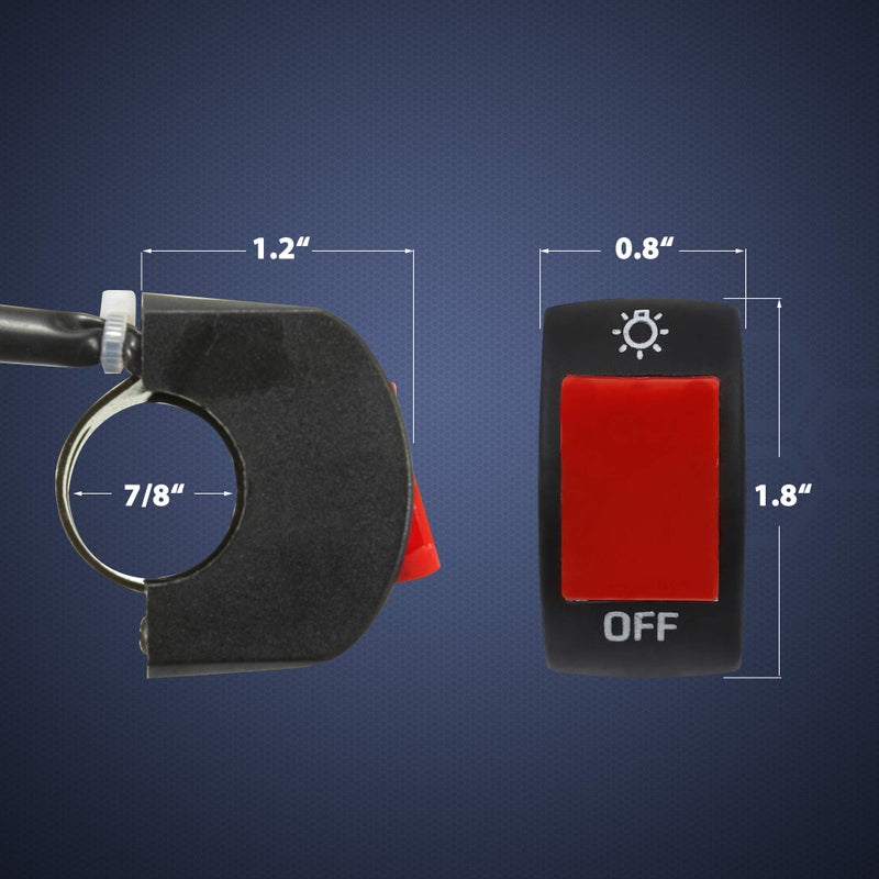 Mosleyz 1 Piece Motorcycle Handlebar Switch Handlebar Toggle Switch with On Off Push Button for U5 U7 U2 Motorcycles Scooter Electrombile Motorbike-7/8inch 22mm(Red) - Image 4