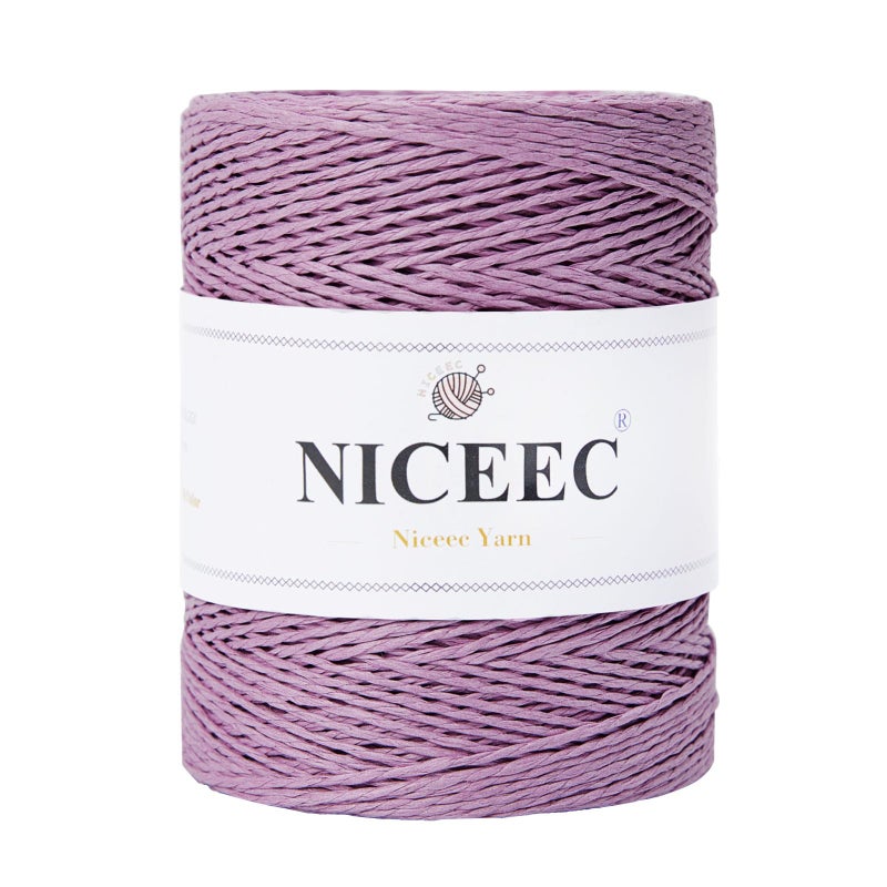 NICEEC 1 Skein Paper Yarn for Crocheting Easy Croceht Raffia Yarn for Sun Hat  DIY Home Decor  53oz262yds  Light Purple