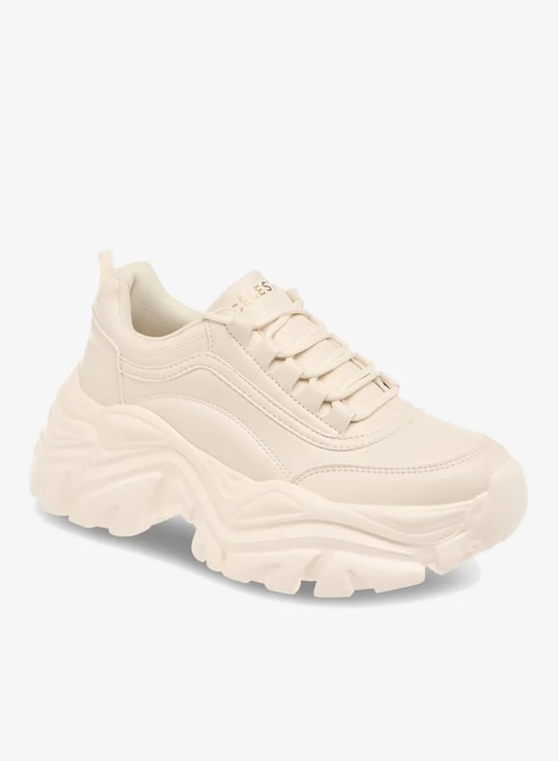 Celeste Women's Panelled Sneakers with Lace-Up Closure