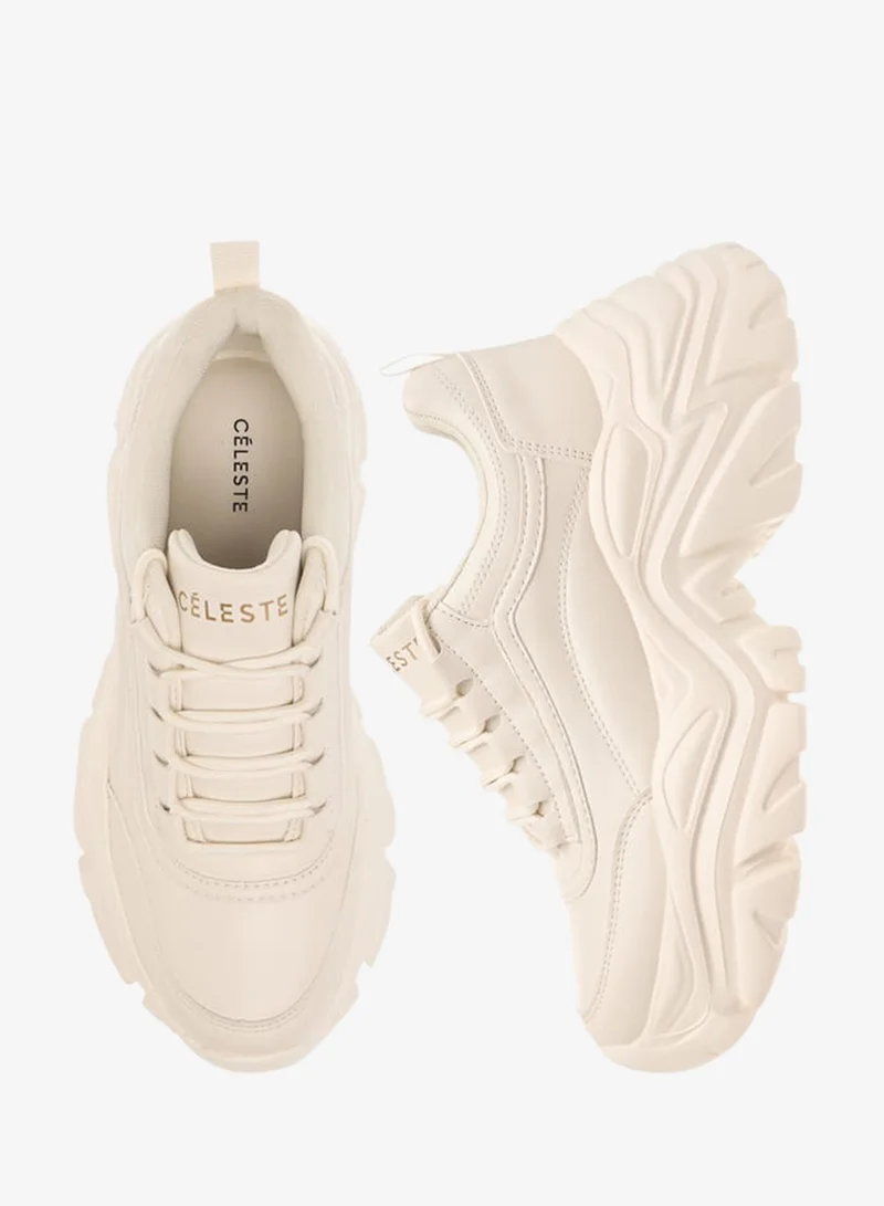 Celeste Women's Panelled Sneakers with Lace-Up Closure