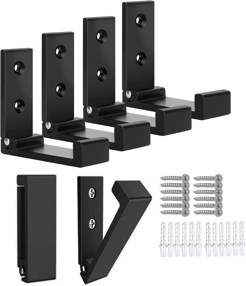 OHIYO Folding Coat Hooks 6pcs Foldable Hook Wall Mounted for Hanging Coat, Jacket, Towel Heavy Duty Wall Hooks Aluminum Alloy Fold up Hooks Headphones Holder Bearing Load 33lb (Black) - Image 1