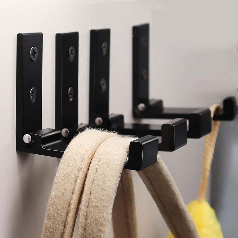 OHIYO Folding Coat Hooks 6pcs Foldable Hook Wall Mounted for Hanging Coat, Jacket, Towel Heavy Duty Wall Hooks Aluminum Alloy Fold up Hooks Headphones Holder Bearing Load 33lb (Black) - Image 5