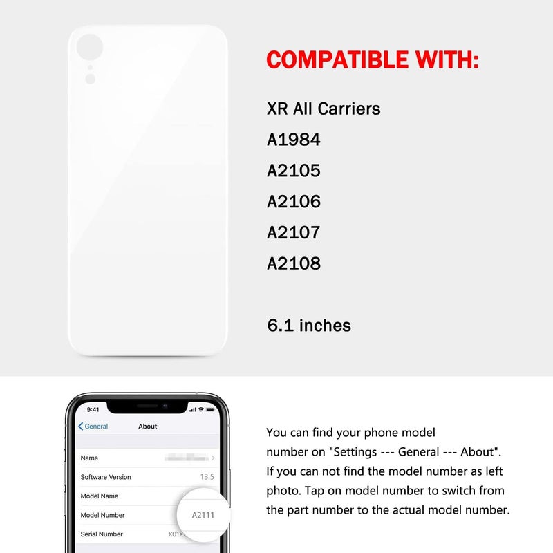 UooFide Rear Back Screen Cover Glass Replacement Compatible with iPhone XR 6.1-Inches All Carriers (White) - Image 2