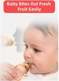 joybuy Baby Food Feeder Pacifier, Baby Fruit Feeder, 2in1 Silicone Nibbler Pacifier And Teether, Baby Teether For Chewing, , Infant Teething Toys, Training Massaging Toy Teether, Bpa Free Babies Teething Relief Toy( Orange)  - Image 3