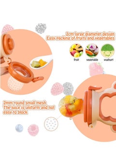 joybuy Baby Food Feeder Pacifier, Baby Fruit Feeder, 2in1 Silicone Nibbler Pacifier And Teether, Baby Teether For Chewing, , Infant Teething Toys, Training Massaging Toy Teether, Bpa Free Babies Teething Relief Toy( Orange)  - Image 5