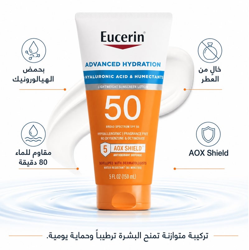 يوسيرين لوشن الترطيب المطور للحماية من الشمس بعامل حماية 50 خال من العطور 150مل - Image 1