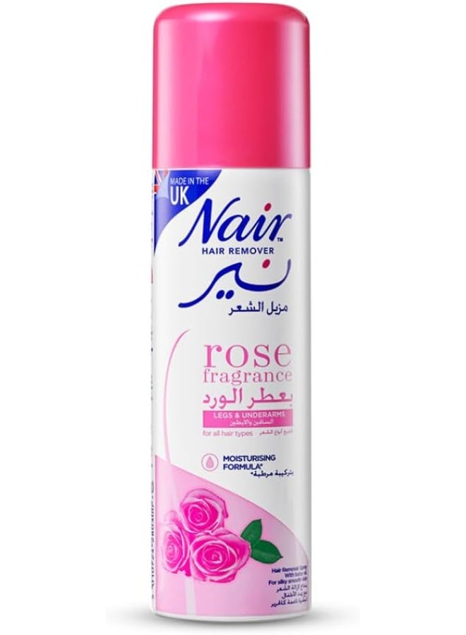 Nair Rose Hair Removal Spray 200ml | Fast & Easy Body Hair Removal Spray | Rose Fragrance | Smooth Skin for Legs, Arms & Body