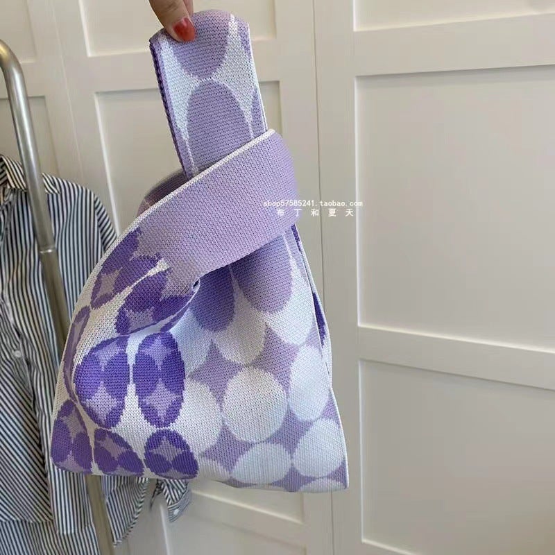 Niche Design Girl'S Lovely Color Matching Knitted Handbag Women'S Shoulder Woven New All-Match Personalized Fashion Bag - Image 4