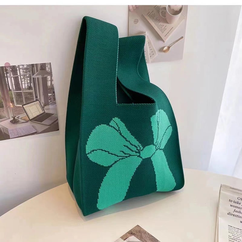 Niche Design Girl'S Lovely Color Matching Knitted Handbag Women'S Shoulder Woven New All-Match Personalized Fashion Bag - Image 1