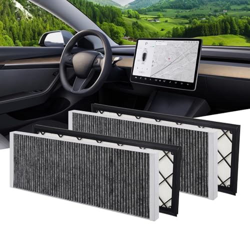 BASENOR 2025 2026 Tesla Model Y Cabin Air Filter HEPA Air Intake Filter Replacement with Activated Carbon for 2020-2026 Model Y Accessories (4 Pack) Fit Model Y 2025 2026 Refresh (Juniper) Launch - Image 1