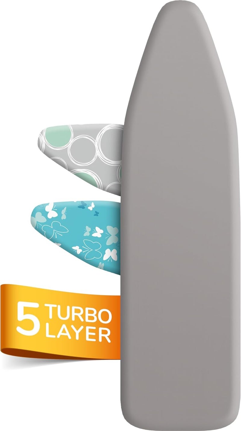 smart&gentle غطاء لوحة كي توربو سميك جدًا من 5 طبقات مع حشوة - أسرع بنسبة 50% مع انعكاس البخار عالي السرعة - مصمم في ألمانيا - سطح قطن 100% - خط Love&Liberty 15×54 - Image 1
