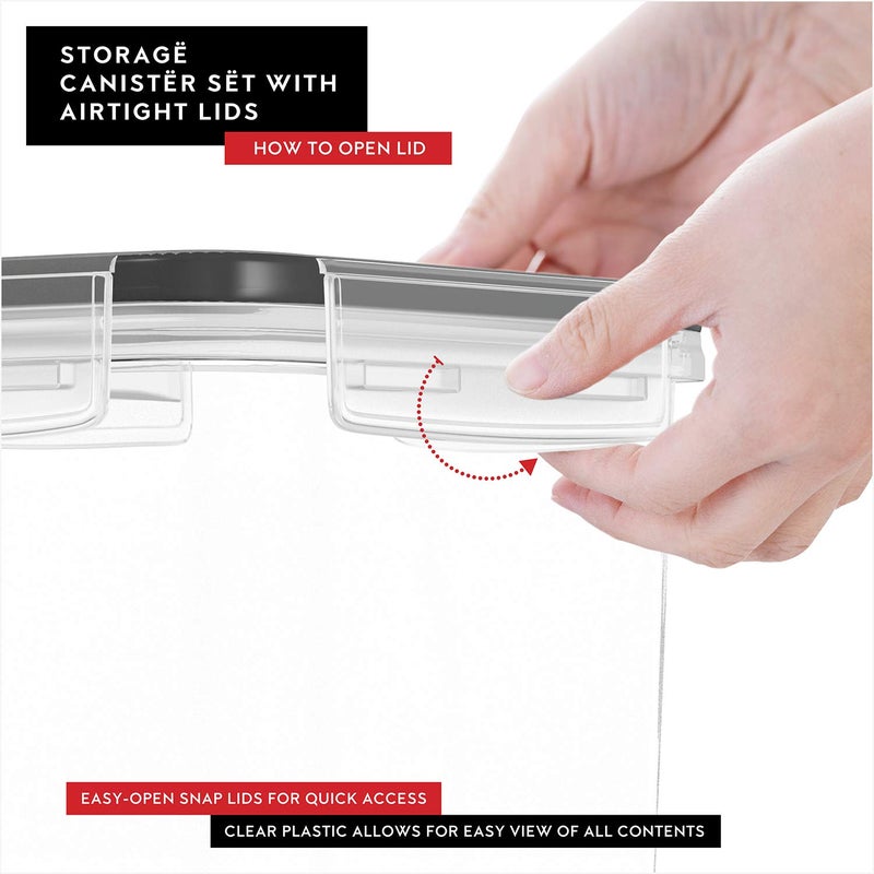 DWÃ‹LLZA KITCHEN Cereal Containers Storage 4L Set of 4 Airtight Food Storage Containers with Lids Cereal Dispenser Countertop Pantry Organization Canister for Rice Flour & Sugar 1 Marker 8 Labels - Image 3