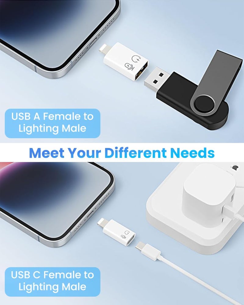 Verilux® 10W USB C Female to Lighting Male Adapter, Lighting Male to USB-A Female USB 3.0 Connector, Support OTG Function with 5GBPS Transfer Speed for iPhone 14/13/12/11 (Not Support Calling) - Image 2