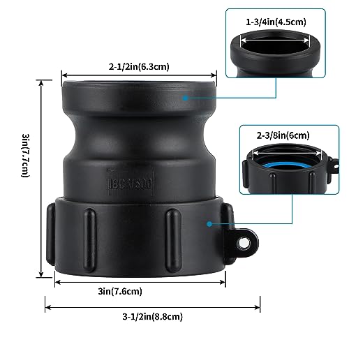 Sanbege IBC Tote Adapter, Cam and Groove Fitting (2" Female Buttress Thread x 2" Male Adapter) - Image 3