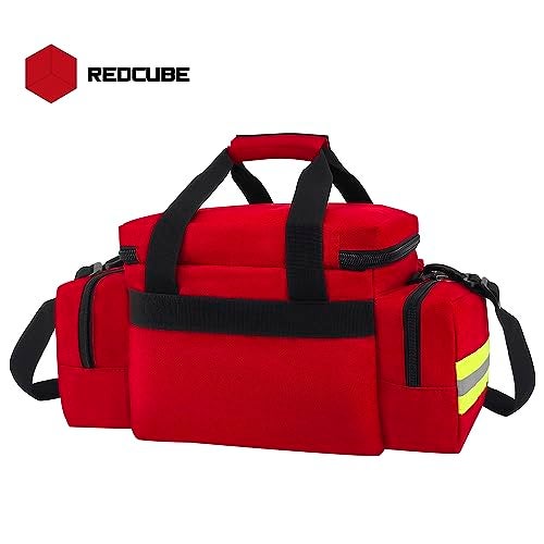 REDCUBE Emergency Bag - First Aid Bags Empty - First Responder Bag for Trauma, Professional Multiple Compartment Kit Carrier For Emergency Medical Supplies (Red) - Image 5