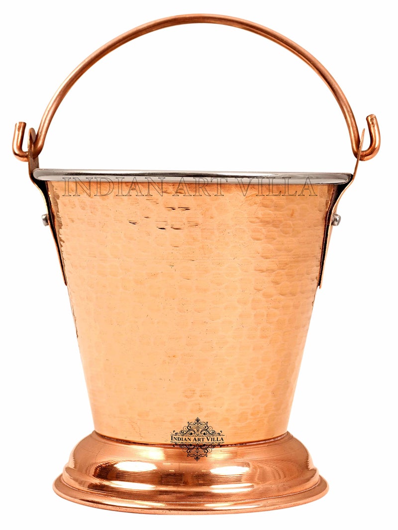 Indian Art Villa Steel and Copper Serving Bucket, 300ml - Image 1
