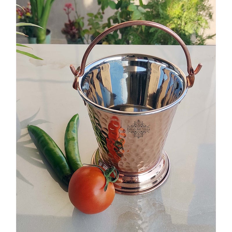Indian Art Villa Steel and Copper Serving Bucket, 300ml - Image 2