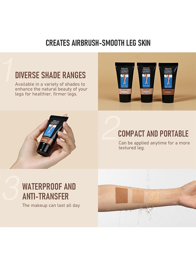 lakerain Leg Makeup 30ml - Waterproof No Transfer, Leg Vein Cover up Makeup for Varicose Veins Waterproof Black Skin, Leg and Body Scar Cover up Makeup for Tattoo Cover Up (#02) - Image 4