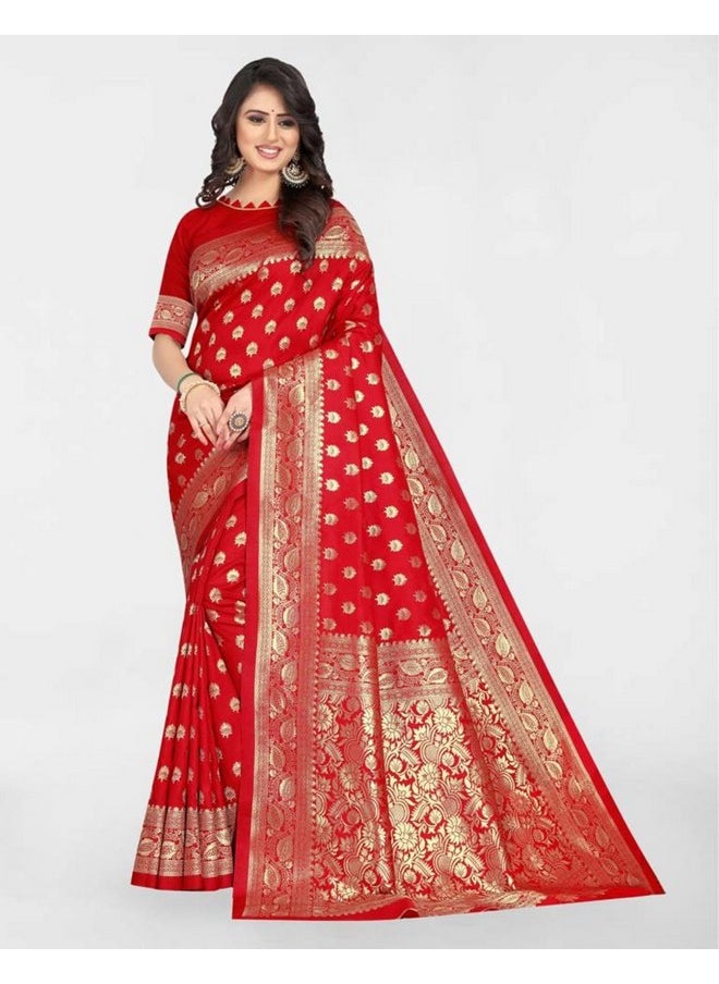 SIRIL Women's Art Silk Banarasi Jacquard Saree With Unstitched Blouse Piece (3591S316_Red) - pzsku/ZE38C09ADC5E0C4B56E17Z/45/_/1740118237/a48e52f1-285b-4fe0-817b-1fc9924b8158