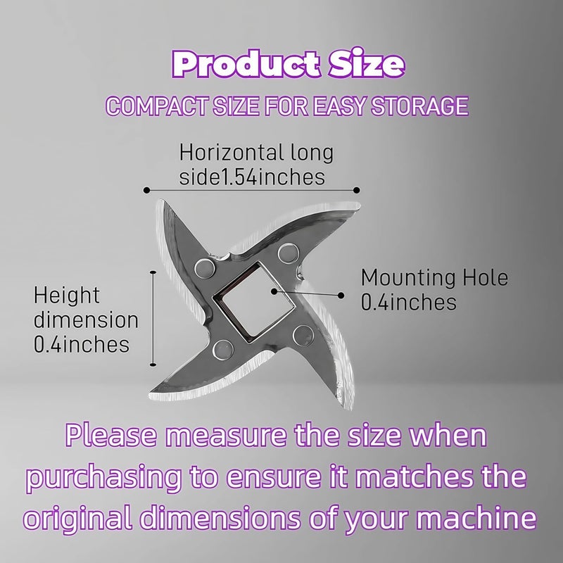 OUSTUE #8 Grinder Blade Stainless Steel Knife Cutter Replacement, Please check the size and shape(2 pc) - Image 2