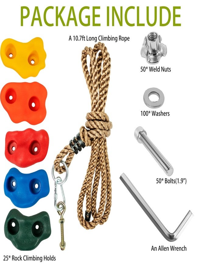 Cheardia 25 Pack Rock Climbing Holds for Adults, Multi-Colored Rock Wall Holds Grips with Mounting Hardware and Knotted Rope for Indoor and Outdoor - Image 4