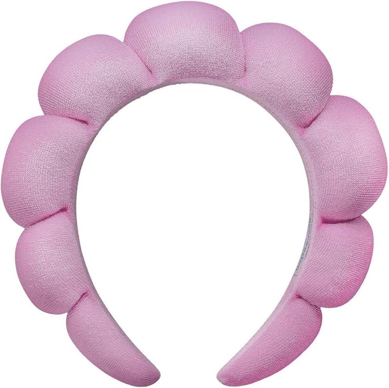 Sponge Headband Skin Care Soft Sponge Headband for Washing Face Makeup Removing Face Mask Pink One Size - Image 1