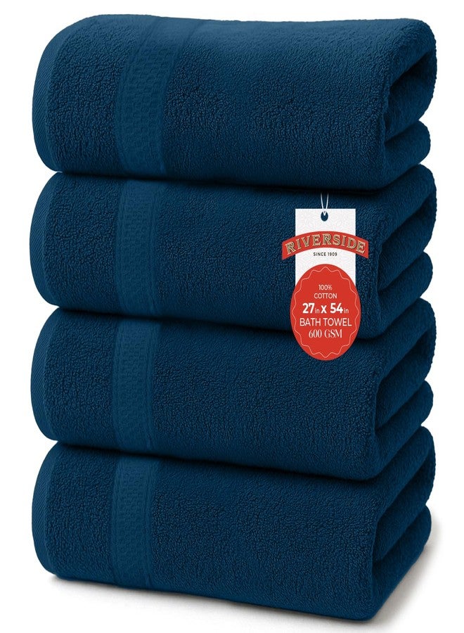 RIVERSIDE 100% Ring Spun Cotton Large Bath Towels Set of 4, 27 x 54 - Quick Dry, Soft & Highly Absorbent Towels for Shower & Bathroom - Luxury 600 GSM Towels for Home, Spa, Gym, Hotel, Blue Opal - Image 1